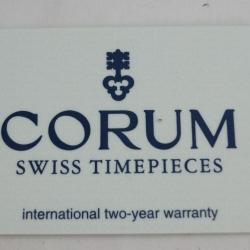 CORUM Carte de Garantie pour montre