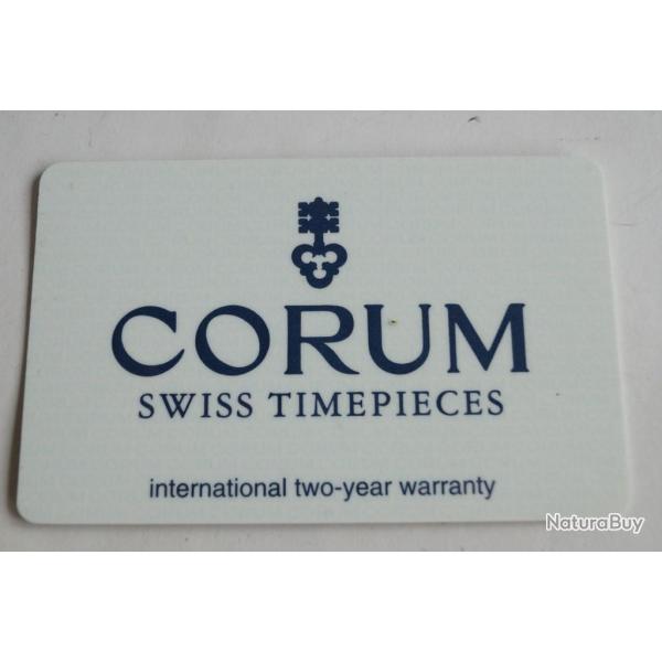 CORUM Carte de Garantie pour montre