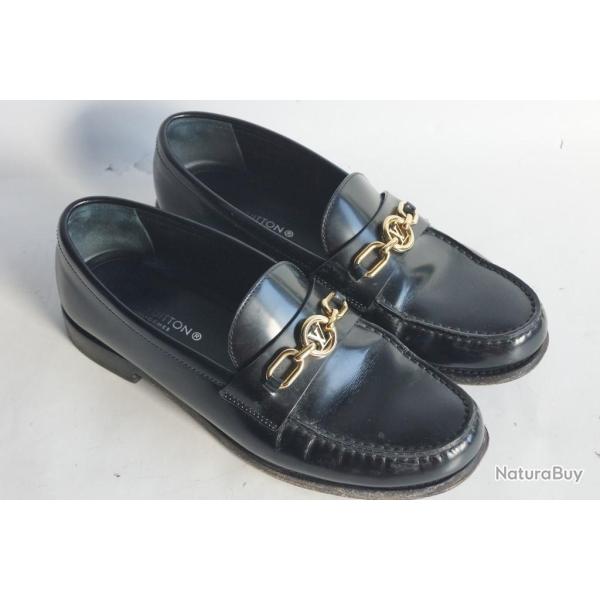 LOUIS VUITTON Mocassins cuir noir Academy T38,5