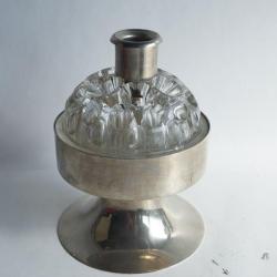 Bougeoir pique fleurs verre m&eacute;tal argent&eacute; Michel Dartois