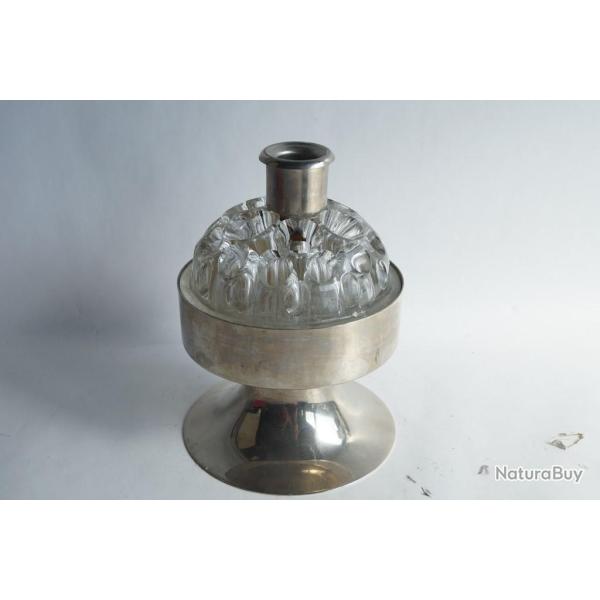 Bougeoir pique fleurs verre m�tal argent� Michel Dartois