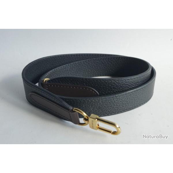 LOUIS VUITTON Bandouli�re de sac cuir noir et marron