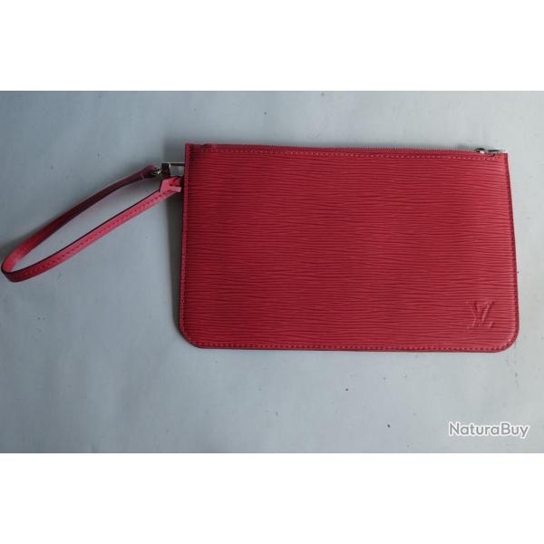 LOUIS VUITTON Pochette cuir �pi rose Neverfull