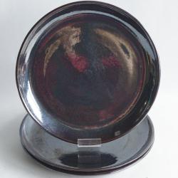 Assiettes Ceramart Vallauris c&eacute;ramique lustr&eacute;e noire