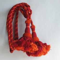Paire d'Embrasses de rideau &agrave; pompons rouge orange Passementerie