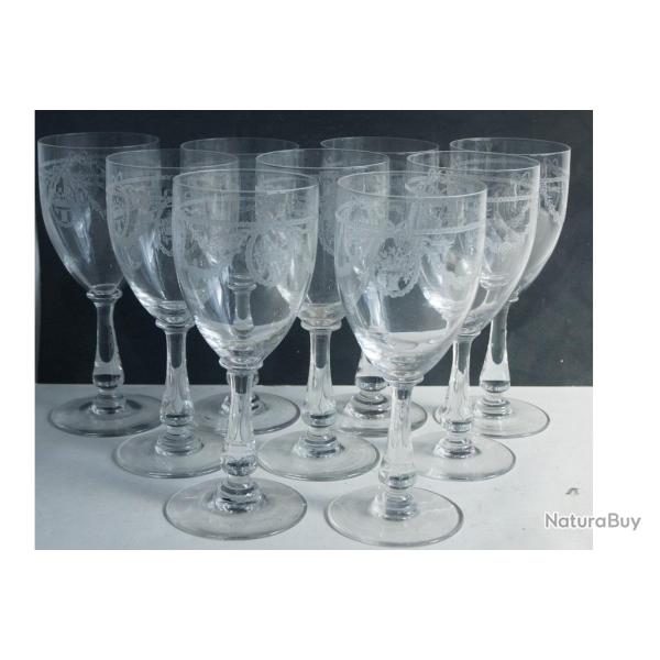 SAINT LOUIS 9 Verres cristal Sapho 16 cm
