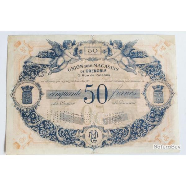 Billet 50 Francs UMG Union Magasins Grenoble perfor�
