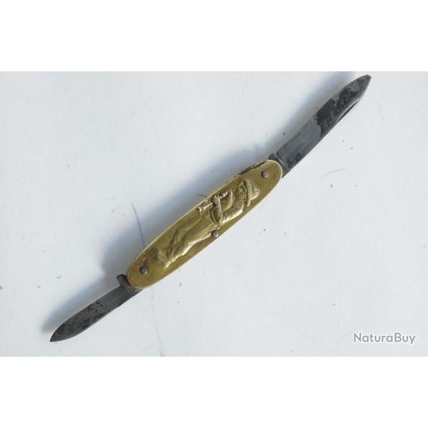 Ancien couteau Coursolle Joueur de biniou Fileuse