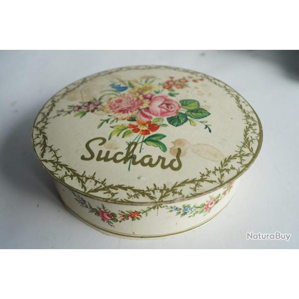 Ancienne Boite ronde carton Chocolat Suchard Fleurs Nyon