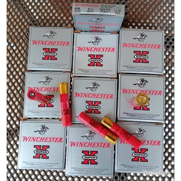 50 cartouches WINCHESTER SUPER X Calibre 410 SLUGS Hollow point.