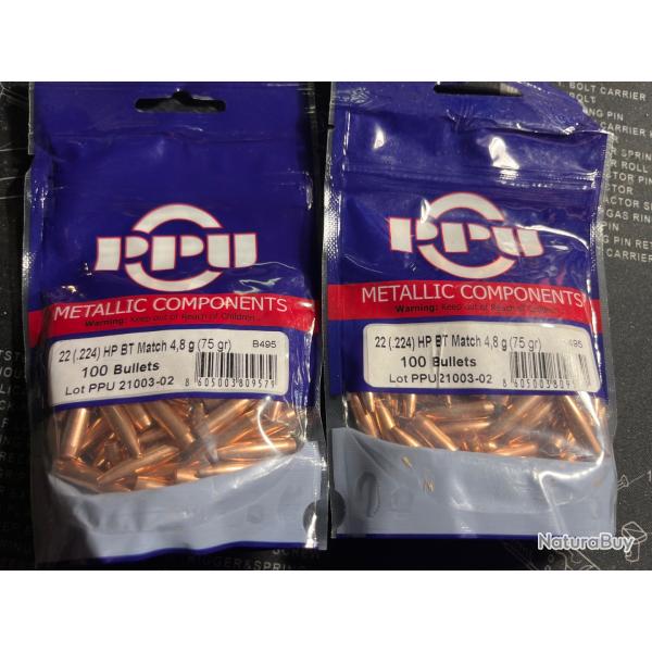 200 ogives 22(.224) HP BT PPU 75gr