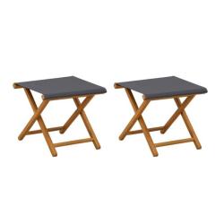 Chaises longues eucalyptus massif gris 41x42x36,5 cm confortables lot 2