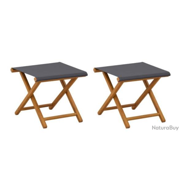 Chaises longues eucalyptus massif gris 41x42x36,5 cm confortables lot 2