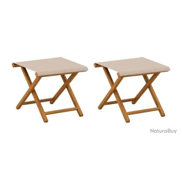 Chaises longues eucalyptus massif beige 41x42x36,5 cm confortables lot 2