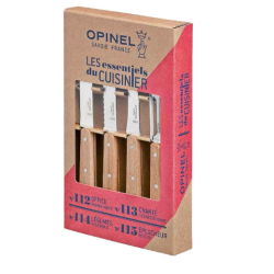 Opinel, Coffret 4 couteaux de cuisine &laquo; Les Essentiels Naturel &raquo; - bois de h&ecirc;tre & lames inox