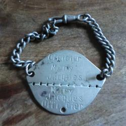 plaque d'identit&eacute; bracelet officier mary tunis  1901
