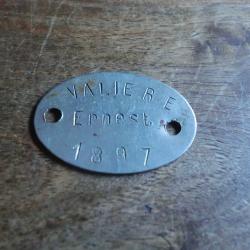 plaque d'identit&eacute; valiere  1897