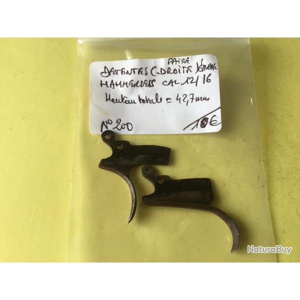 VENDU PAR LE-CUIRASSIER N�200 PAIRE D�TENTES FUSIL HAMMERLESS CAL 12/16