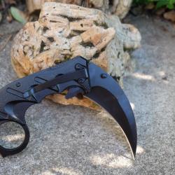 Couteaux Griffe Karambit Semi Automatique Lame Acier 3Cr13 Manche Aluminium Black linerlock Clip