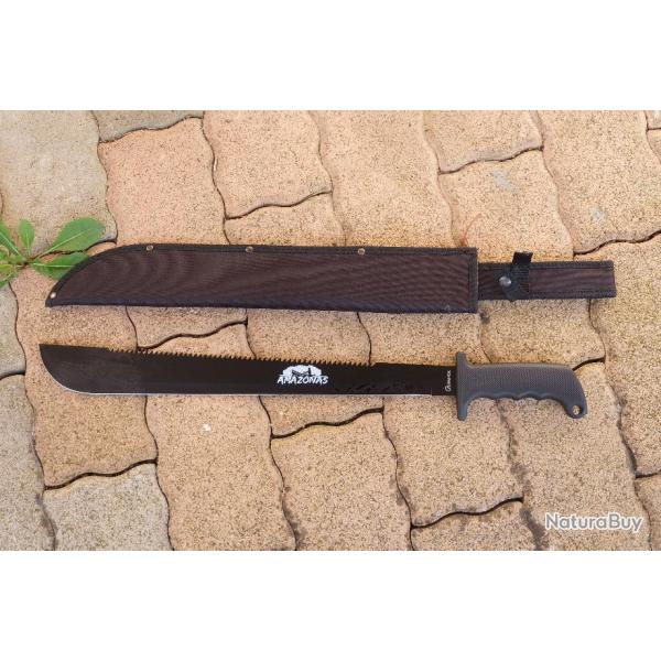 Grande Machette Military Guide de Brousse Lame Acier Inox Manche Abs Etui Nylon Amazonas Albainox 00