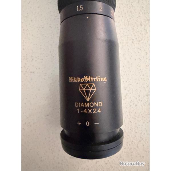 Lunette de battue Nikko stirling 1.4X24Avec point rougeSans les colliers Excellent �tat