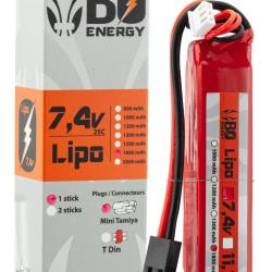 Batterie Lipo 2S 7.4V 1800mAh 25C Stick Connecteur Mini Tamiya - Bo Manufacture