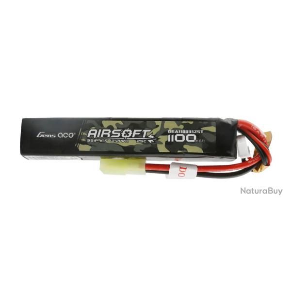 Batterie Lipo Airsoft 11.1V 25C 3S1P 1100mAh T-Plug - Genspow