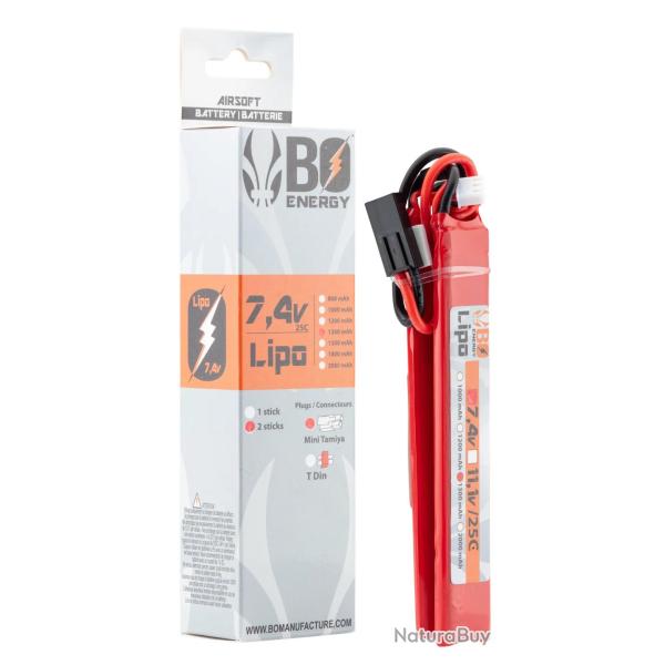 2 Sticks Batterie LiPo 2S 7.4V 1300mAh 25C Mini Tamiya - Bo Manufacture