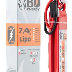 Pack de 2 Batteries LiPo Stick 2S 7.4V 2000mAh 25C Connecteur Mini Tamiya - Bo Manufacture