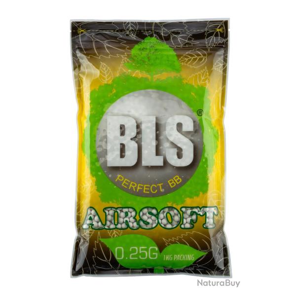 Billes Airsoft Bio Blanches 0.25g - Sac de 1 kg - Carton de 20 - BLS