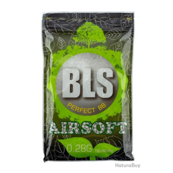 Billes Airsoft Bio 6mm Blanches 0.28g - Sac de 1 kg par Carton de 20 - BLS