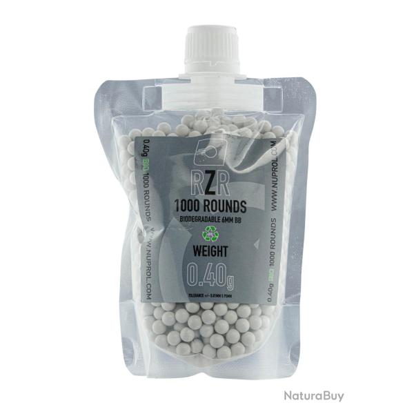 Billes Airsoft 6mm RZR 0,40g en Sachet de 1000 BBS Nuprol