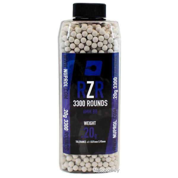Billes Airsoft 6mm RZR 0.20g Bouteille 3500 BBS Nuprol