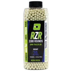 Billes Airsoft 6mm RZR 0.20g Tracer Vertes - Bouteille de 3500 BBS - Nuprol