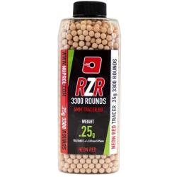 Billes Airsoft 6mm RZR 0.25g Tracer Rouges - Bouteille de 3500 BBs - Nuprol
