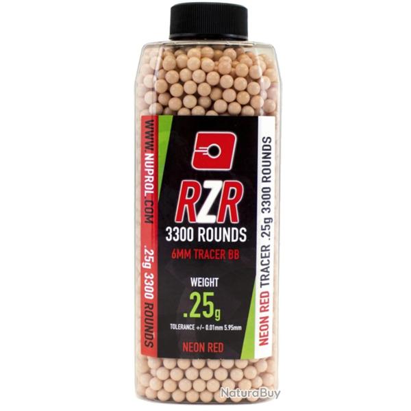 Billes Airsoft 6mm RZR 0.25g Tracer Rouges - Bouteille de 3500 BBs - Nuprol