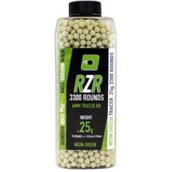 Billes Airsoft 6mm RZR 0.25g Tracer Vertes - Bouteille de 3500 BBS - Nuprol