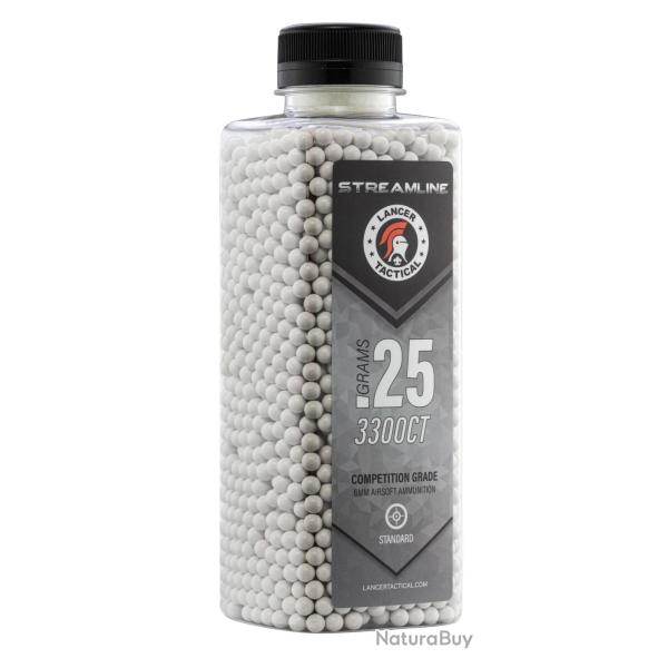 Billes Streamline Lancer Tactical 0.25g - Carton de 12 Bouteilles de 3300 BB's