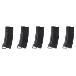 Pack de 5 Chargeurs Mid-Cap Speed 130 Billes Polymer pour M4/M16 AEG Noir - Lancer Tactical