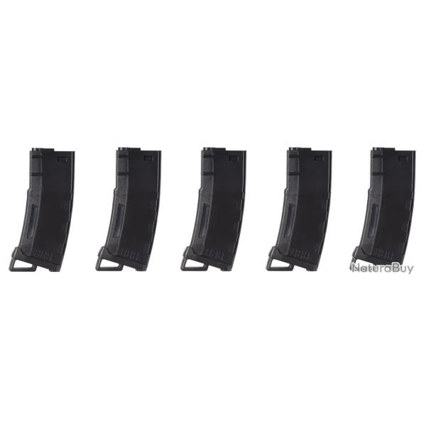 Pack de 5 Chargeurs Mid-Cap Speed 130 Billes Polymer pour M4/M16 AEG Noir - Lancer Tactical