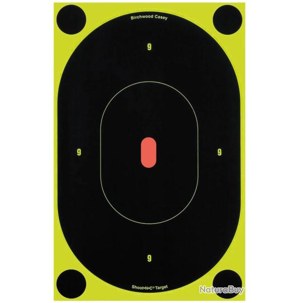 Cibles Silhouette Shoot-N-C Birchwood Casey - 5 Cibles 23 cm, 15 Cibles 10 cm et 100 Pastilles noire