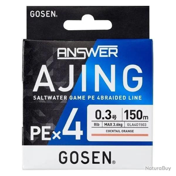 Tresse Gosen Answer Ajing X4 150m 4,5kg 150m Cocktail Orange PE 0.4