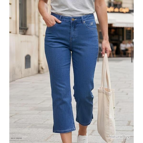 Pantacourt Jeans Femme "Safran2" Finition Stone 44
