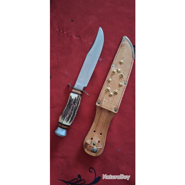 Couteau bowie vintage C.JUL.HERBERTZ SOLINGEN bois de cerf