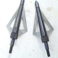 Lot 2 pointes fl&egrave;che d'arbal&egrave;te ou autres &agrave; visser 3 lames cutter / rasoir d&eacute;montable rf EBR24FLE003