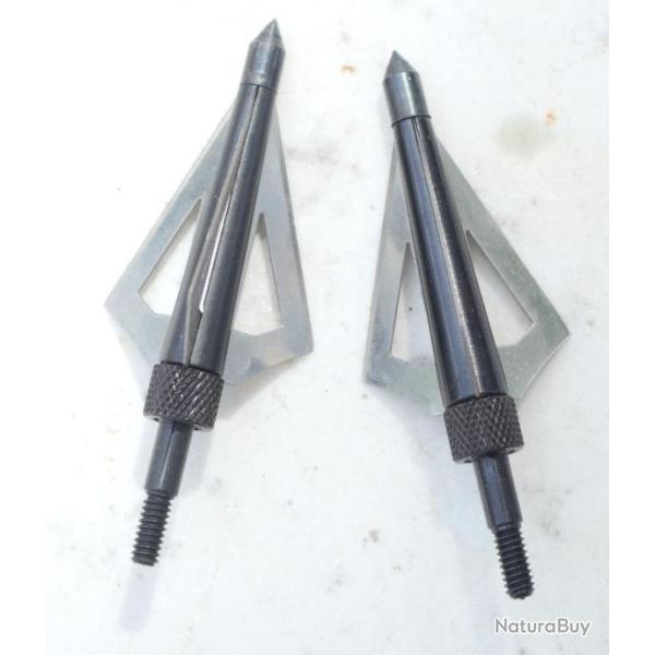 Lot 2 pointes fl�che d'arbal�te ou autres � visser 3 lames cutter / rasoir d�montable rf EBR24FLE003