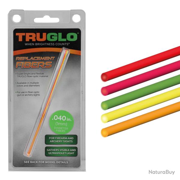 Set de 5 Fibres Optiques Fluo Monocolores Assorties 0,75 mm - Truglo
