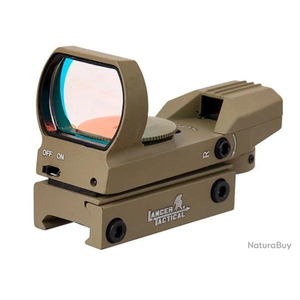 Viseur Point Rouge M�tal Reflex avec 4 R�ticules Rouge et Vert - Tan - Lancer Tactical