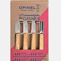 Opinel Coffret Les Essentiels du Cuisinier - 3 couteaux et &eacute;plucheur Manche Olivier