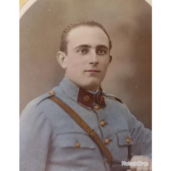 Photo soldat 18�me section sanitaire guerre 14/18 bleu horizon WW1